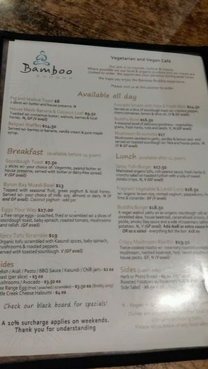 menu at Bamboo Buddha in Holgate