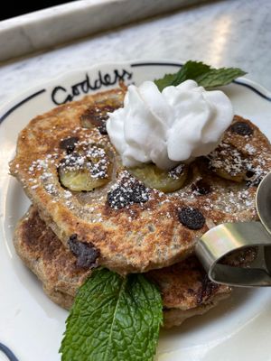 Chocolate banana pancakes at Goddess And The Baker - Grand Ave in Chicago