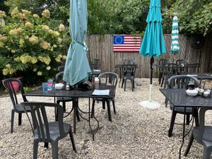 Cute outdoor seating  at Bella Vida Cafe in West Cape May
