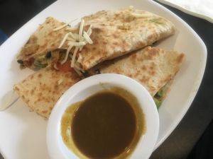 Vegan quesadilla with vegan cheese at Bella Vida Cafe in West Cape May