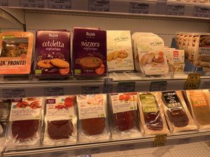 Many vegan “meats"  at Il Trifoglio in Lucca