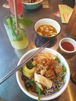 Bibimbap 😍❤ served with denjang soup (spicy) at Kkokki Vegan House in Hamburg