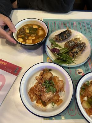 Kimchi, seaweed rolls, miso soup  at Kkokki Vegan House in Hamburg