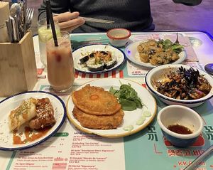 Small dishes. Kimbap, pancakes, acorn jelly etc  at Kkokki Vegan House in Hamburg