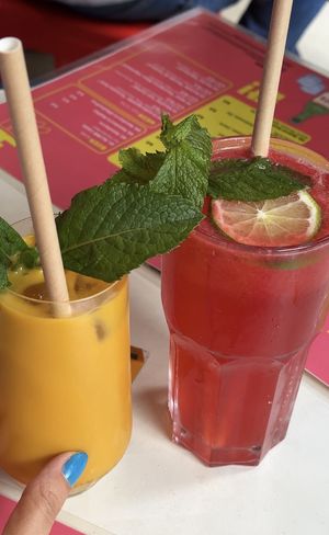 Mango NoNo Lassi and Rose Kiss   at Kkokki Vegan House in Hamburg