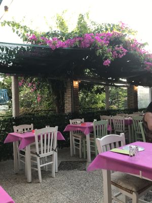 Outdoor seating   at The Old Village in Kefalonia