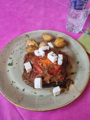 Stuffed aubergine at The Old Village in Kefalonia