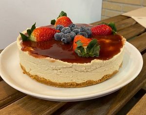 Our marvelous Cheesecake!! at Organic Ume in Barcelona
