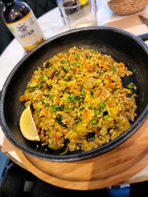 Paella at Organic Ume in Barcelona