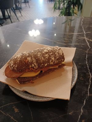 Bocadillo de mortadela y fuet at Organic Ume in Barcelona