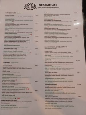 Carta at Organic Ume in Barcelona