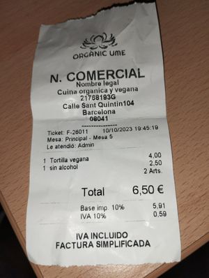  at Organic Ume in Barcelona