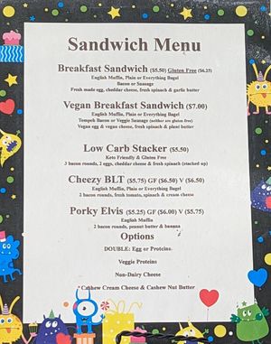 sandwich menu at Cravings PDX in Portland