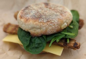 Vegan Breakfast Sandwich at Cravings PDX in Portland