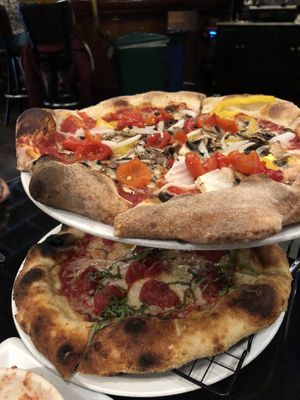 Vegetable on top, Marguriette on bottom   at Tony's Pizza Napoletana in San Francisco