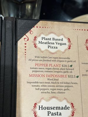 Vegan pizzas on the menu  at Tony's Pizza Napoletana in San Francisco