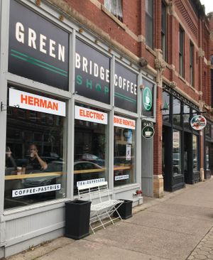 Exterior April 2024 at Green Bridge Coffee Shop in Stillwater