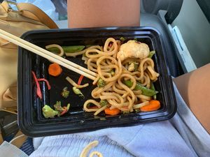 sorry, i always indulge before taking a pic! veggie yakiudon stir fried honestly not flavorful at all had to use my own teriyaki for flavor. very fresh veggies broc carr cauli at Yoshimatsu in Tucson