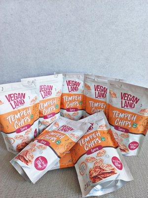 must try!! new snacks at our restaurant!! Tempeh Chips spicy and original flavor at Plant Based in 