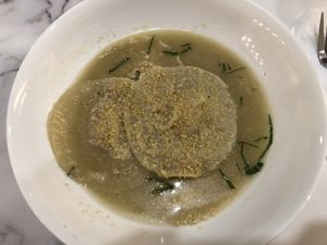 Pumpkin raviolis (a bit disappointed by the portion, very small, and it could have been more salty)  at Plant Based in 