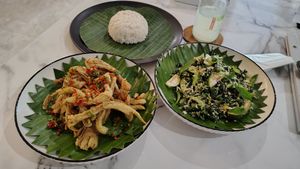 Fried mushrooms and traditional Lombok salad at Plant Based in 