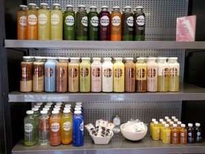 Juice and smoothie selection at Moon Juice in Venice