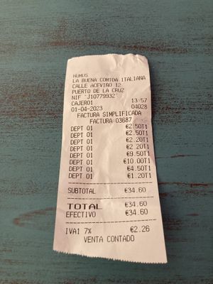 Prices   at Humus Vegan Tenerife in Tenerife