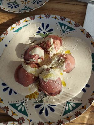 4 cheese ravioli - absolutely delicious! at Humus Vegan Tenerife in Tenerife