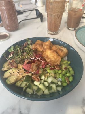 Tofu poke bowl  at Bloom in Grand Baie