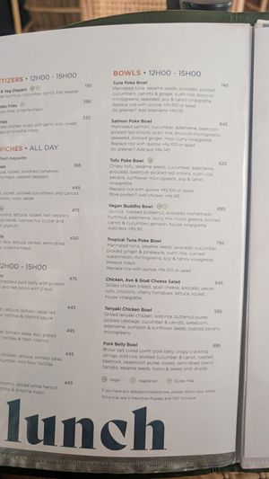 Menu - prices increased at Bloom in Grand Baie