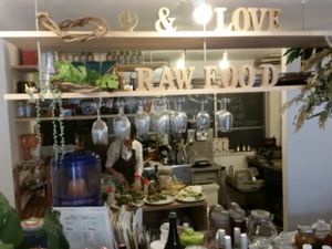 inside the kitchen at Raw8 Cafe in Osaka