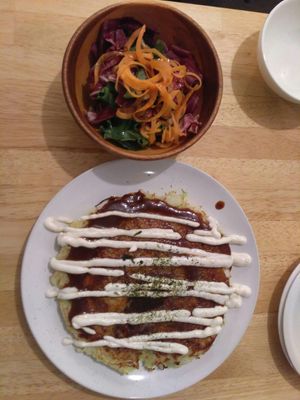 Vegan okonomiyaki at Raw8 Cafe in Osaka
