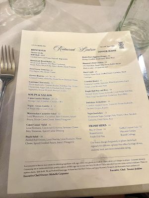 Menu - changes seasonally   at Restaurant Beatrice in Dallas