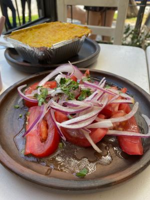 Pastel de choclo con ensalada chilena   at TierraLibre in Santiago