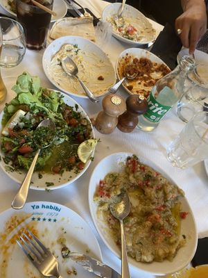 The first course was dips with warm flat bread, all demolished   at Di Yar in Nice