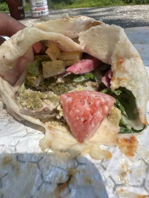 Inner falafel  at Markouk Bread in Gloucester