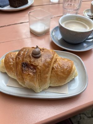 Chocolate cream filled croissant   at Filteraj Specialty Coffee & Shop in Zagreb