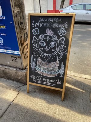 Cute sign out front  at 31 Gatitos in Mexico City