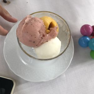 Mango, lemon and watermelon ice cream  at Agrolago in Trevignano Romano