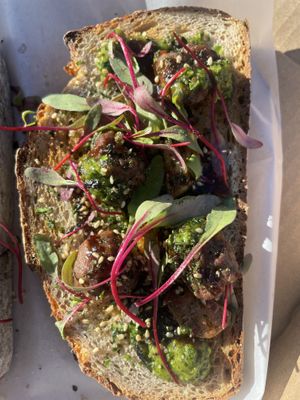 Umami toast  at Plantiful Superfoods in Seattle