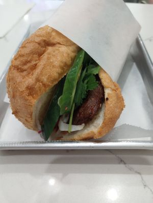 Bahn Mi burger at Plantiful Superfoods in Seattle