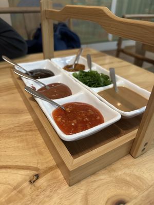 Dipping sauces  at Hotpot Restaurant Ting Song 随园·听松  in Berlin