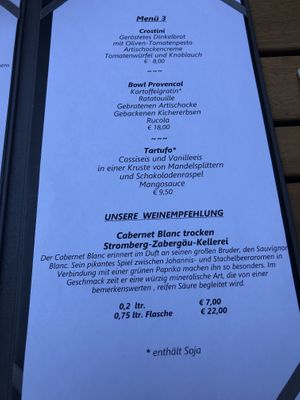 Menu at Körle und Adam in Stuttgart
