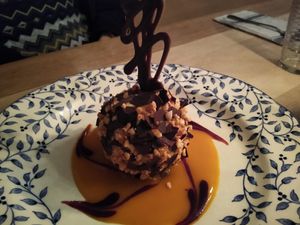 Tartufo filled with vanilla and mango ice cream at Körle und Adam in Stuttgart