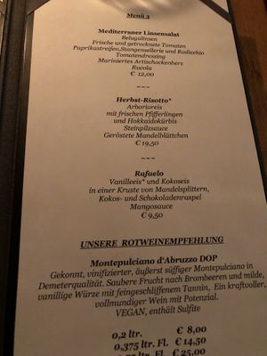 Menu  at Körle und Adam in Stuttgart