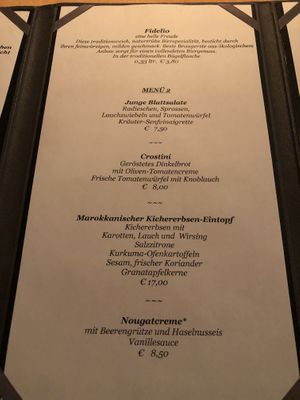 Menu  at Körle und Adam in Stuttgart