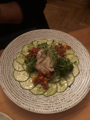 Zucchini King oyster carpaccio  at Körle und Adam in Stuttgart