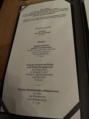 Menu  #Veganuary at Körle und Adam in Stuttgart