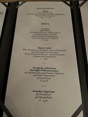 Menu   at Körle und Adam in Stuttgart