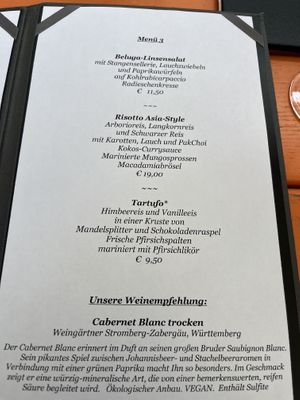 Menu   at Körle und Adam in Stuttgart
